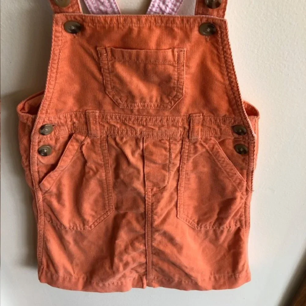RALPH LAUREN Y2K Corduroy Orange Overall Jumper Dress 4